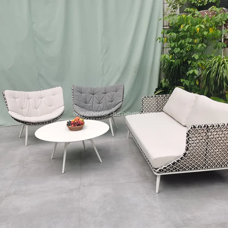 Hållbar aluminiumlegeringspulverbelagd ram PE RATTAN SOFA