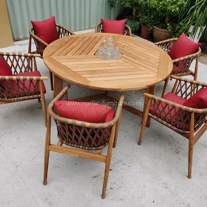 High-end utomhus teak träram vävd bälte mat