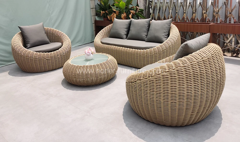 Outdoor Aluminum Frame Hand-Woven Rattan Sofa