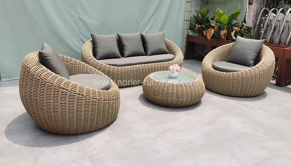 Outdoor Aluminum Frame Hand-Woven Rattan Sofa