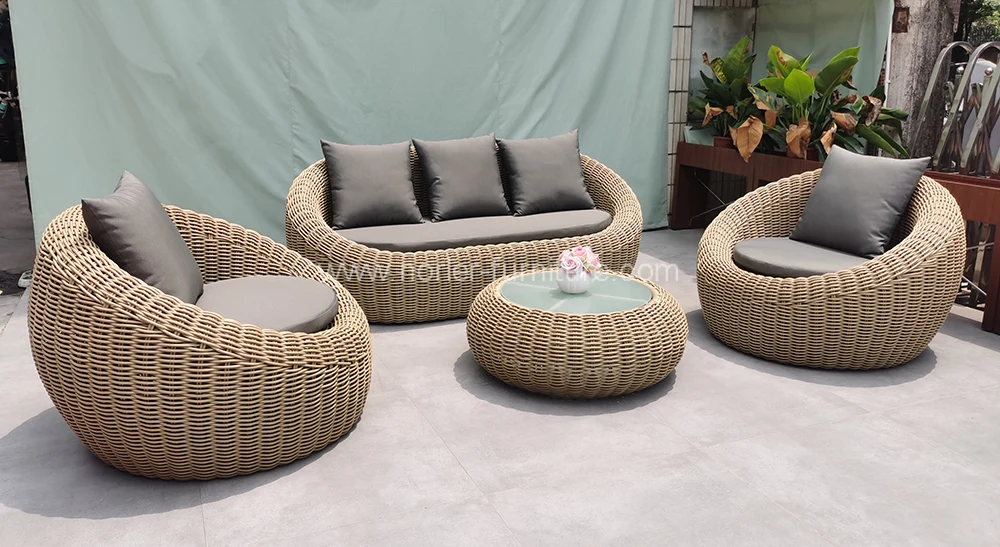 Outdoor Aluminum Frame Hand-Woven Rattan Sofa