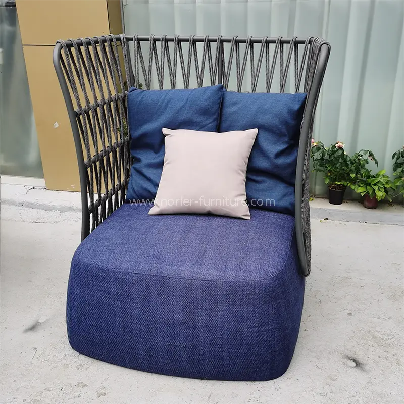 Modern Aluminium Frame Rep Weaving Blue Cushion Soffa