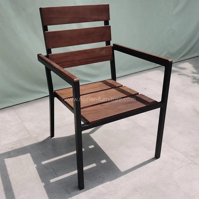 Utomhus aluminiumram full teak trästol