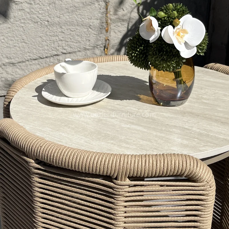 Utomhus aluminiumrep vävning av fritidsstol fotpalluppsättning