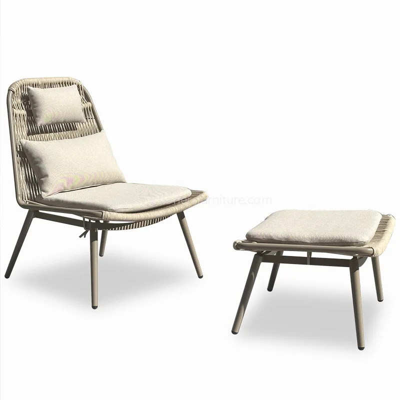 Utomhus aluminiumrep vävning av fritidsstol fotpalluppsättning