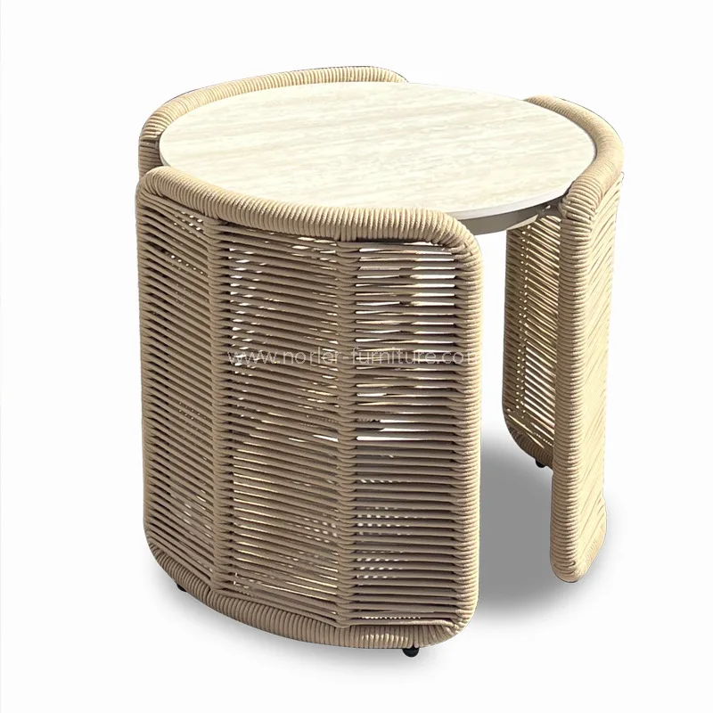 Utomhus aluminiumrep vävning av fritidsstol fotpalluppsättning