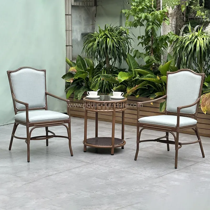 Utomhus aluminium träkorn PE RATTAN BALCONY SET